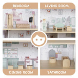 Wooden Dream Playhouse with Balcony, Doll House for Kids with Furniture, DIY Pretend Dolls Play House Toy, Girls Dollhouses Toys with 12 PCS Accessories, Birthday Gifts for Boys & Girls Ages 3+ touch us