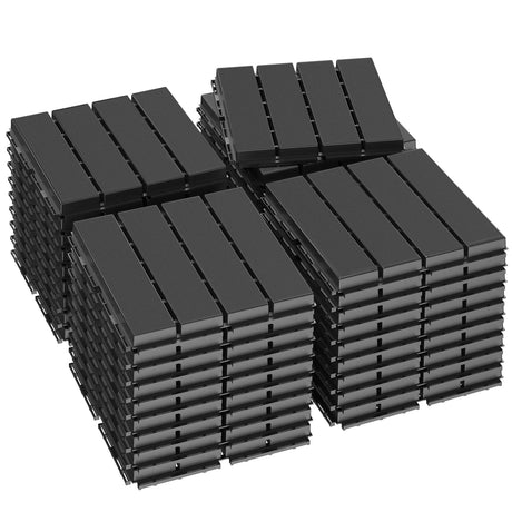 Goovilla Plastic Interlocking Deck Tiles, 36 Pack Patio Deck Tiles, 12"x12" Waterproof Outdoor Flooring All Weather Use, Patio Floor Decking Tiles for Porch Poolside Balcony Backyard, Dark Grey Goovilla