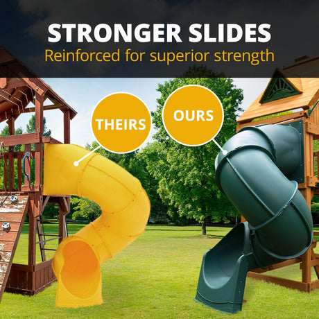 Gorilla Playsets 01-0005-AP Mountaineer Wooden Swing Set with Two Slides & Wood Roof, Brown Gorilla Playsets