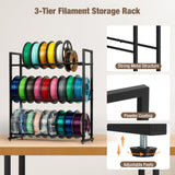 EnigmaSoul 3D Printer Filament Storage Rack Desktop, 3-Tier Heavy-Duty Filament Spool Holder Stand, Space-Saving Metal Filament Shelf for TPU/PLA/ABS, Ideal for Studio, Office, Workshop EnigmaSoul