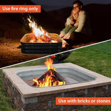 Fire Pit Ring - 48In Large Firepits for Outside,Wood Burning Durable Steel Fire Pit,Outdoor Fireplace Portable for Camping,Backyard,Bonfire,Patio-Square FCCRETA
