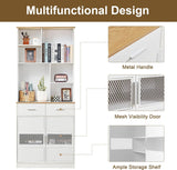 VECELO 72" Tall Kitchen Pantry Storage Cabinet with Doors & Shelves & 2 Drawers Freestanding Buffet Hutch with | Microwave Stand | Cupboard for Dining Room, White VECELO
