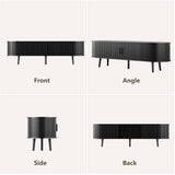 Mid Century Modern TV Stand for 65/55/50 inch TV, Farmhouse TV Stand with Charging Station, Fluted Entertainment Center with Storage and Sliding Doors, TV and Media Consol for Living Room, Black, 59" Syvella