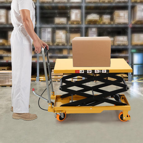 YIYIBYUS Hydraulic Lift Table Cart, 770lbs 51" Lifting Height with 4 Wheels and Non-Slip Pad, for Material Handling and Transportation YIYIBYUS