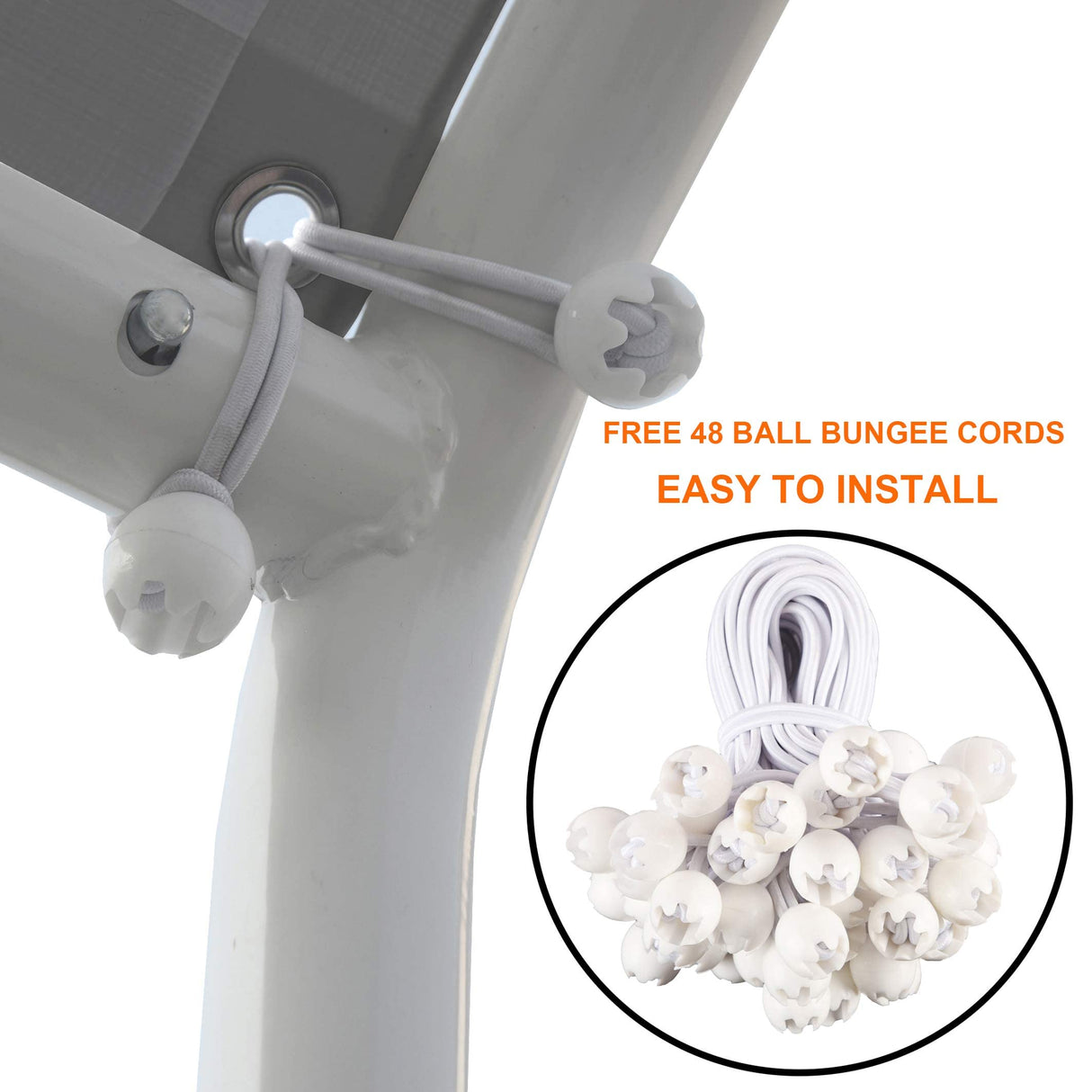 Thanaddo 10 x 20 Ft Carport Replacement Canopy Cover Garage Top Tent Shelter Tarp with Free 44 Ball Bungee Cords,Grey(Only Cover, Frame Not Include) Thanaddo