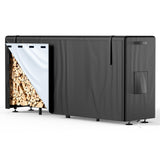 Brightown Firewood Rack Outdoor with Cover, 8FT Wood Rack for Firewood Indoor, Waterproof Fire Wood Holder Outside, Adjustable Heavy Duty Logs Stand Stacker Holder for Patio Deck, Black Brightown