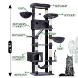 Gitelsnour Cat Tree for Large Cats, 78.7"(200cm) Tall Cat Tower for Indoor Cats Multiple Cats with Large Top Perch, Cat Condo, Cat Hammcok, Cat Scratching Post, Dark Gray GCT031G Gitelsnour