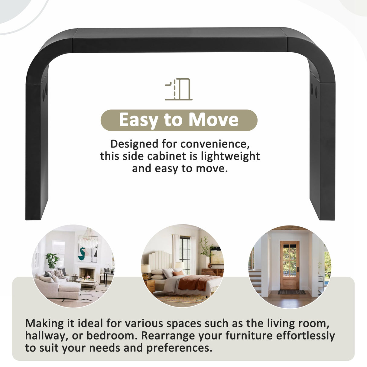 Modern Minimalist Console Table,Elegant and Versatile Design,Perfect for Living Room, Hallway, and Bedroom,Sturdy and Stable Frame,Black JIJIWANG