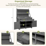 KUIKUI Potting Table, Gardening Table, Potting Benchs for Outside, Fir Wood Workstation with Storage Shelf, Drawer and Cabinet, 47.2''Lx22.8''Wx65''H, Gray KUIKUI