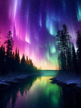 ijbnhd Diamond Art Kit for Adults, Aurora Diamond Painting Kit for Adults Full Drill Round Forests Lake Gem Art Painting for Crafts Home Wall Decor Gift 12x16inch ijbnhd