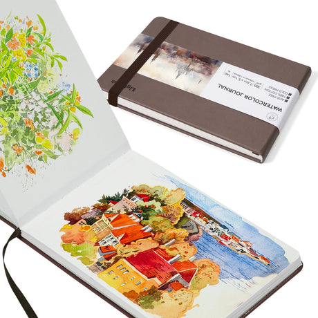 Lightwish Watercolor Journal, 100% Cotton Cold Press Watercolor Paper Sketchbook 7.6” x 5.3”, 20 Sheets (140lb/300gsm), Acid-Free for Watercolors, Gouache, Acrylics LIGHTWISH