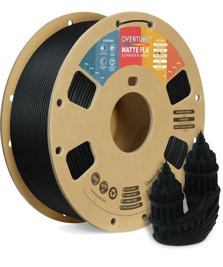 OVERTURE PLA Carbon Fiber 3D Printer Filament 1.75mm, PLA 1kg Cardboard Spool (2.2lbs), Dimensional Accuracy +/- 0.02 mm (Carbon Fiber Black) OVERTURE