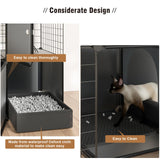 PAWING Indoor Cat Enclosure Outdoor 3-Tier Large Playpen Catio Cat Cage Outdoor Cat Crate Detachable Metal Wire Kennel Medium Kitten Cage PAWING