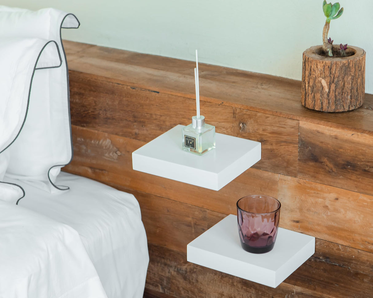 QsQueen Floating Shelves, Floating Shelves for Wall, Wall Shelves with Invisible Bracket, Bathroom Shelves, Bedroom Decor, Floating Shelf, Shelves for Wall Storage, Display Shelf, Set of 2 QsQueen