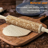 Embossed Wooden Rolling Pin, Embossing Rolling Pin for Baking Fondant, Pizza, Pie, Pastry, Pasta, Dough, Cookies, Suitable Christmas, Father and Mother's Gift RDGDFONG