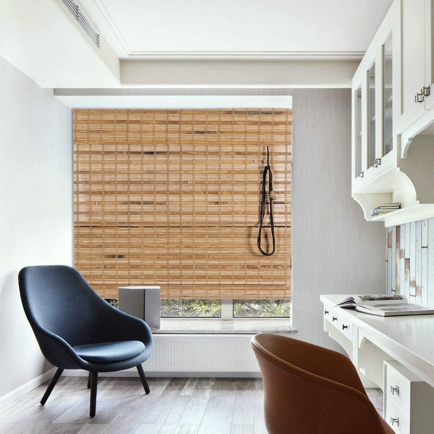 N / A Bamboo Roman Window Blinds Sun Shades, Dark Brown,48W x 72H, Light Filtering Roller Shades,Any Size 24-72 Wide and 72 High