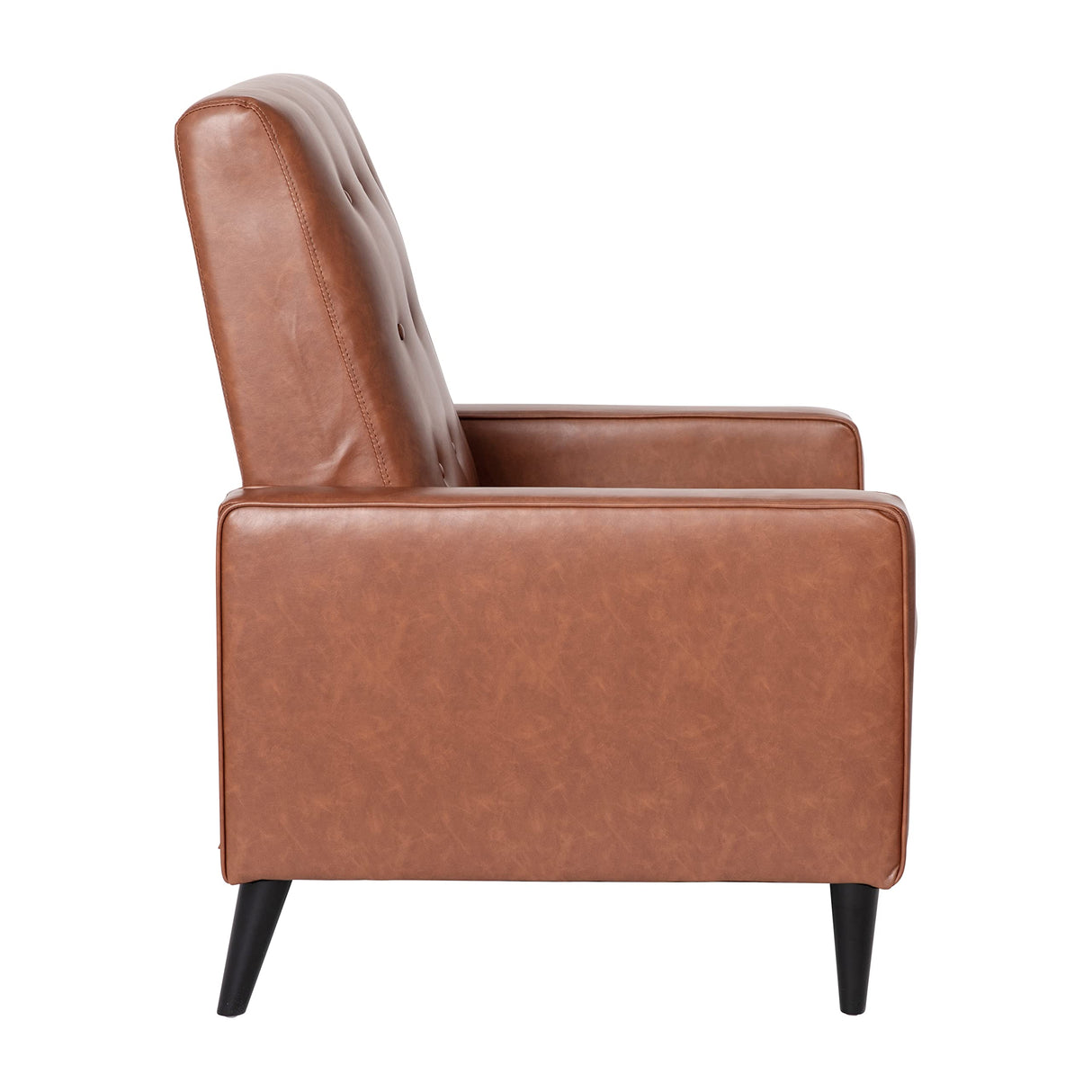 Flash Furniture Erza LeatherSoft Button Tufted Pushback Recliner, Mid-Century Modern Recliner Chair for Residential and Commercial Use, Cognac Brown Flash Furniture