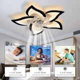 Bevenus Low Profile Ceiling Fans with Lights,27.2” Black Modern Dimmable Flower Shape Ceiling Light Fan with Remote Control/app Control,Timing 6 Gear Speeds Fan Ceiling Lamp. Bevenus