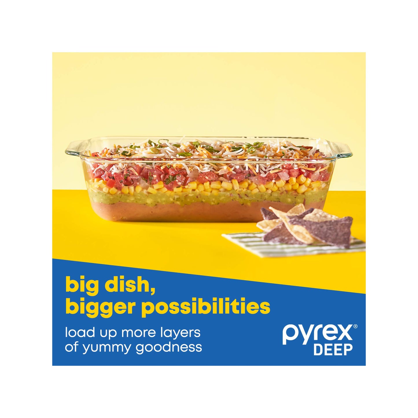 Pyrex Deep 3-Pack Glass Baking Dish Set (9"x13", 7"x11", 8"x8") With BPA-Free Lids, Rectangular Glass Bakeware, Dishwasher, Microwave, Freezer & Pre-Heated Oven Safe