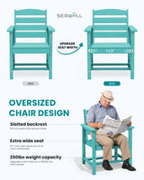 SERWALL 8-Piece Patio Dining Sets with 15FT Double Side Patio Umbrella, Outdoor HDPE Dining Furniture Set with Umbrella Hole Cut-Out Table and 6 Chairs, Aruba（Umbreall Base not Included） SERWALL