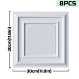 AMAZING WALL Home Non-3D Grey White Wooden Pattern Wall Panel PVC with Frosted Film Self Adhesive Peel and Stick Decoration for Living Room/Bedroom 11.8x11.8 8pcs/Set AMAZING WALL