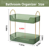 shuang qing Bathroom Counter Organizer Countertop Storage, Cosmetics Skincare Shelf, Makeup Organizer Perfume for Dresser Vanity Tray, Spice Rack for Kitchen(2 Tier-Green) shuang qing