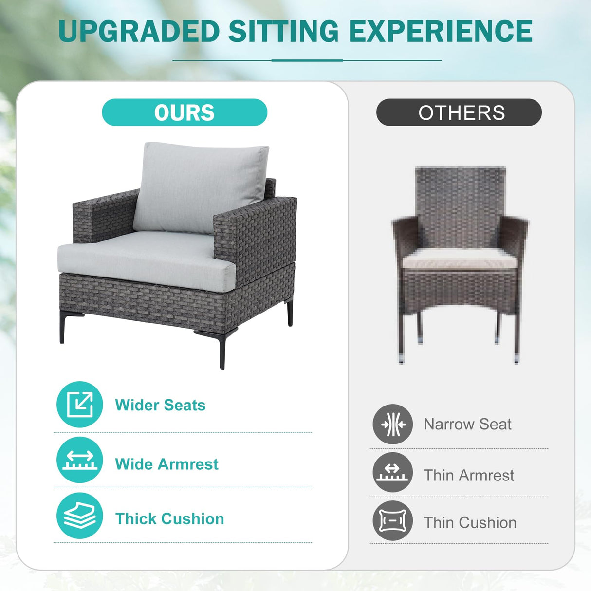 WELYAS 10 Piece Luxury Patio Furniture Set with 44" Fire Pit Table All Weather Outdoor Sectional with Thick Cushions Wicker Patio Conversation Set for Backyard, Deck, Garden WELYAS