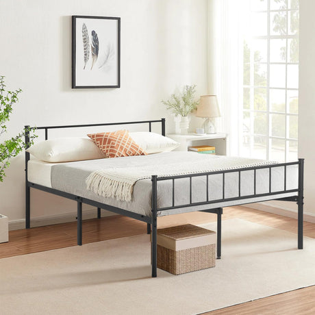 PayLessHere 14 Inch High Metal Platform Bed Frame with Headboard Maximum Storage Space Under The Heavy Duty Bed Frame No Box Spring Needed Noise-Free Easy Assembly (Full) PayLessHere