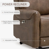 KISLOT Leather Power Recliner Chair Wall Hugger Sofa with USB Charging Ports Electric Reclining RV Furniture for Living Room KISLOT