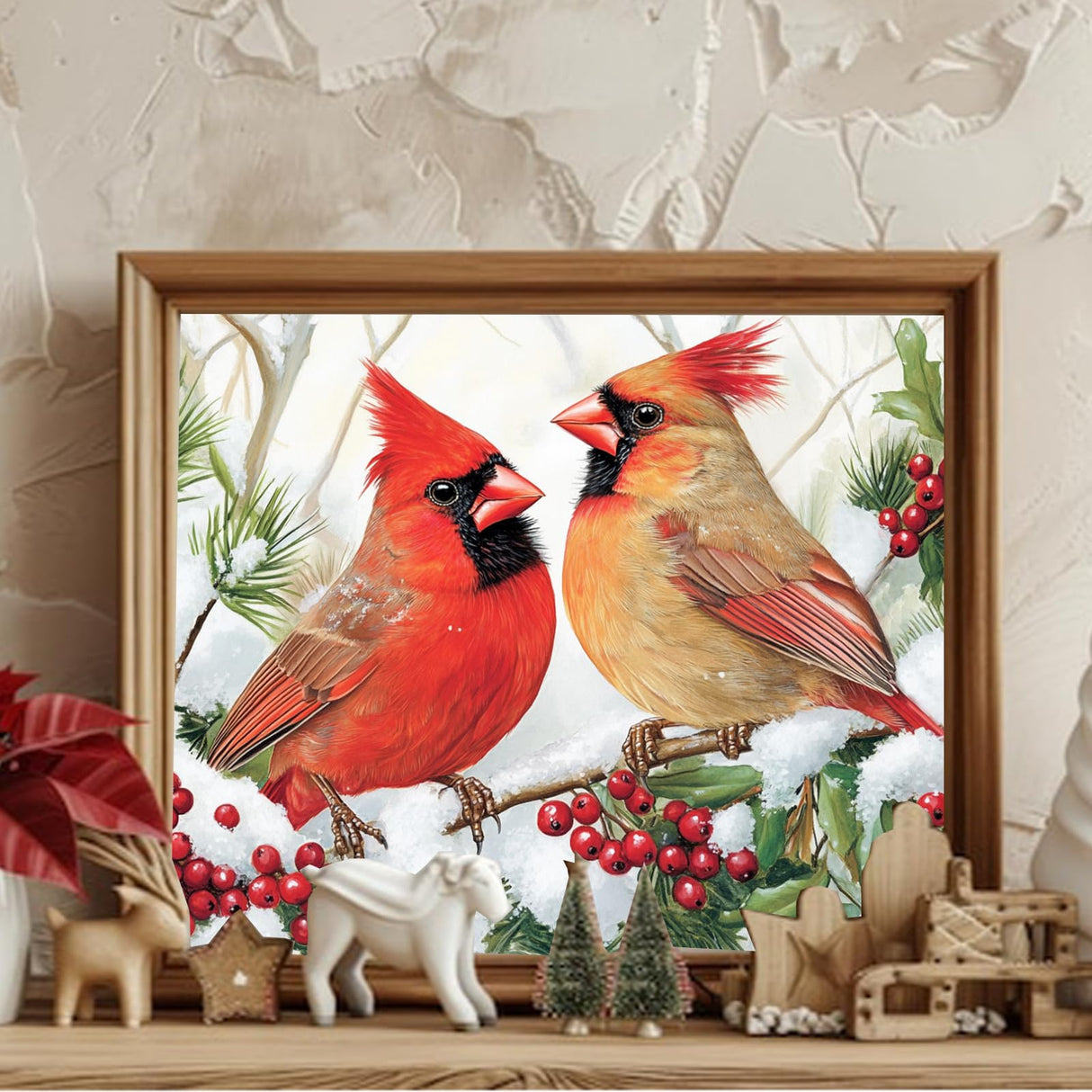 Christmas Paint by Numbers Kit for Adults Cardinal Paint by Number for Adults Beginner, Cardinal Paint by Numbers Art Supplies for Gift Home Wall Decor 16‘’W x 20''L hkejoi