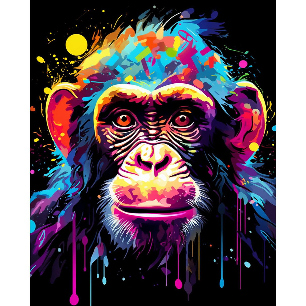 Tucocoo Graffiti Monkey Paint by Number for Adults, DIY Digital Oil Painting Kits on Canvas with Brushes and Acrylic Pigment, Animal Cartoon Style Colourful for Home Wall Decor 16x20inch (Frameless) Tucocoo