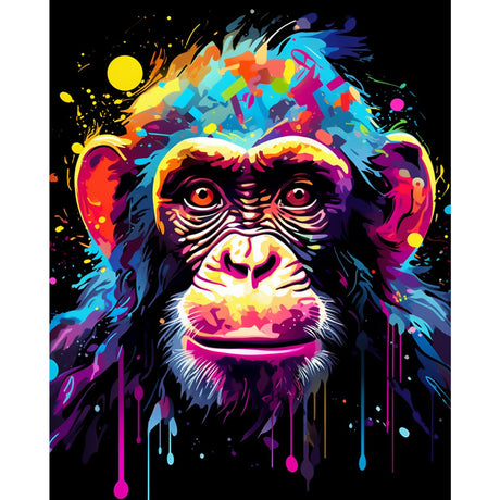 Tucocoo Graffiti Monkey Paint by Number for Adults, DIY Digital Oil Painting Kits on Canvas with Brushes and Acrylic Pigment, Animal Cartoon Style Colourful for Home Wall Decor 16x20inch (Frameless) Tucocoo