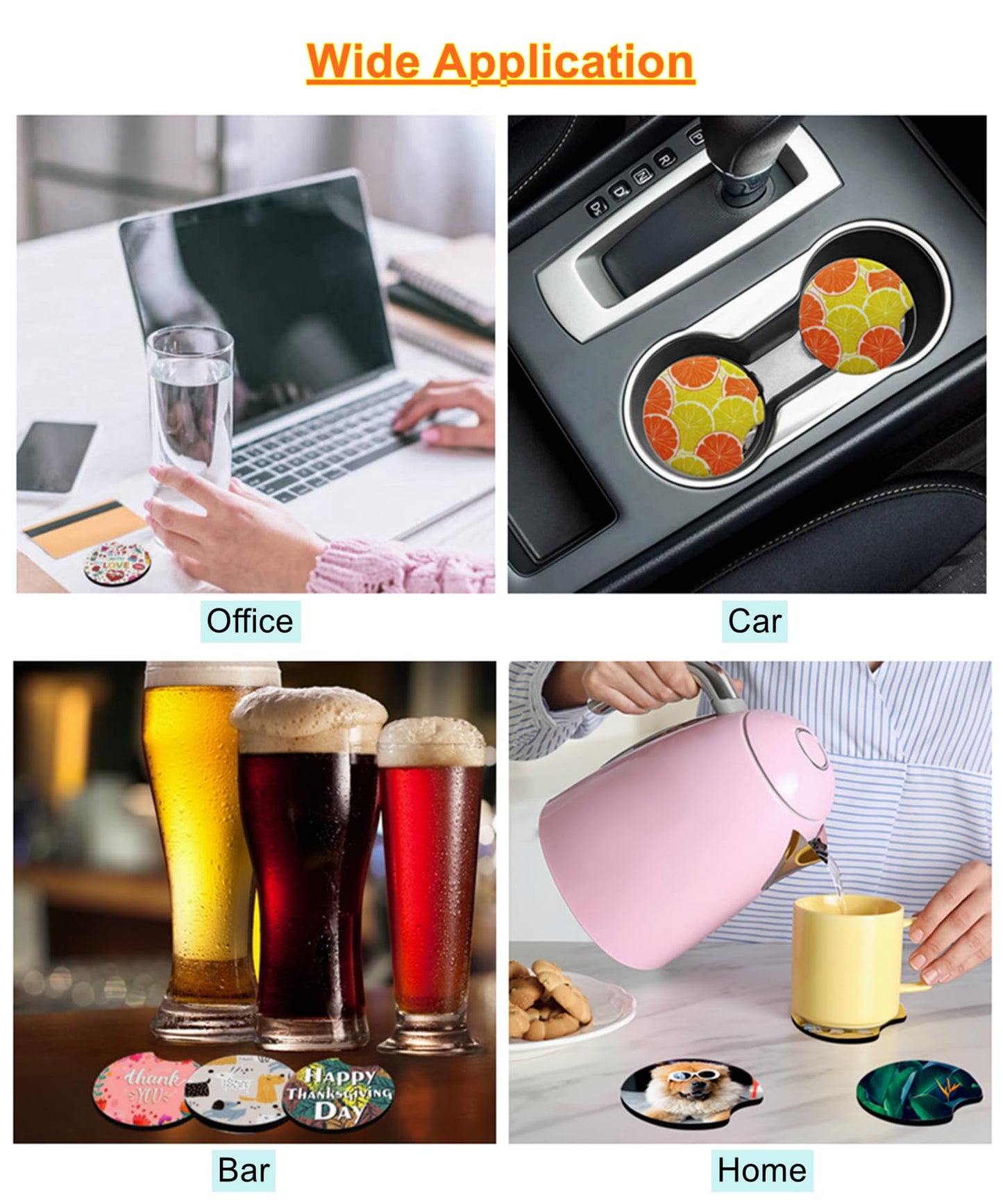 60PCS Sublimation Coasters Blanks, Round Car Coasters Sublimation Blanks Set, Car Coaster Packaging with Display Cards Bags, 4 Inch Blank Cup Mat for Sublimation Transfer Heat Press DIY Crafts