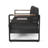 Christopher Knight Home Giovanna Outdoor 3 Seater Sofa, Dark Grey + Natural + Black Anodize Christopher Knight Home