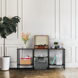 OYEAL Black Bedroom TV Stand with Storage Cabinet up to 50 inch TV, Small TV Console Table with Power Outlets 45 inch Media Entertainment Center for Living Room Bedroom OYEAL