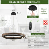 CaraLuxe Dimmable LED Chandelier Modern Ring Chandelier for Dining Room Farmhouse Black Chandelier Lighting for Kitchen Island Entryway Foyer Living Room, 3-Color Changing, 24in CaraLuxe