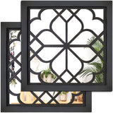 Wocred 2 PCS Square Wall Mirror,Gorgeous Rustic Farmhouse Accent Mirror,Black Entry Mirror for Bathroom Renovation,Bedrooms,Living Rooms and More(12”x12”) Wocred