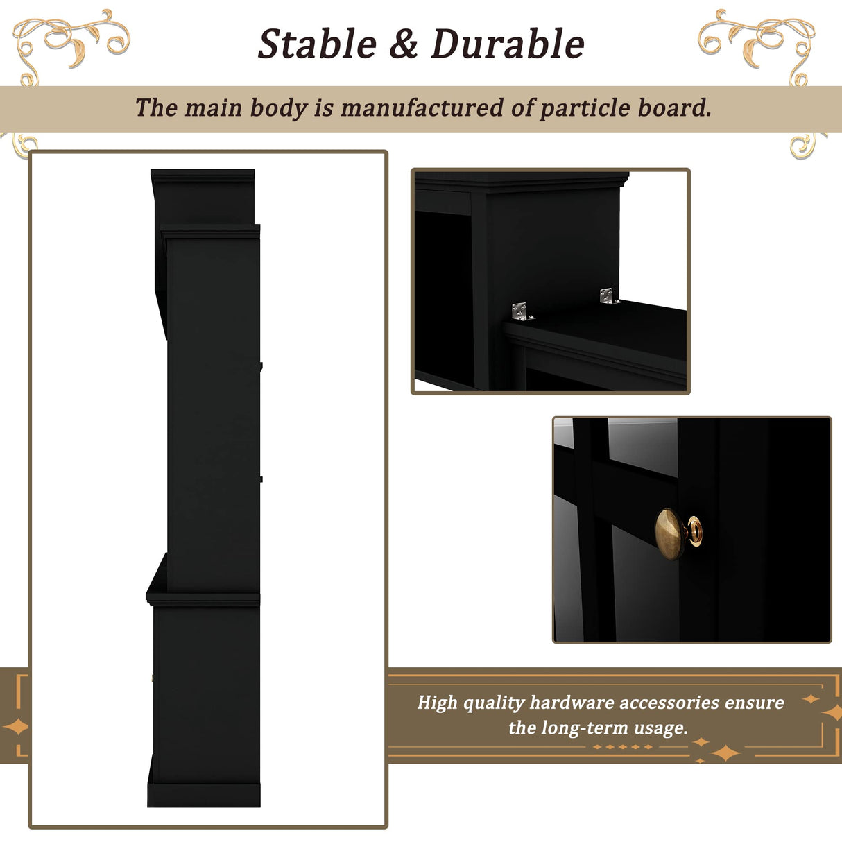 Harper & Bright Designs Modern TV Console Table for TVs Up to 70'', Minimalism Style Entertainment Wall Unit with Bridge, Multifunctional TV Stand with Tempered Glass Door, Black Harper & Bright Designs