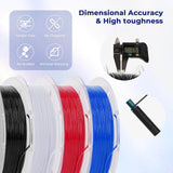 AMOLEN 3D Printer Filament, Flexible TPU Filament Bundle, 1.75mm TPU Filament Multicolor, Soft Filaments of High Elasticity, Supports High Speed, 200gX4 Spools(Black/White/Red/Blue) AMOLEN