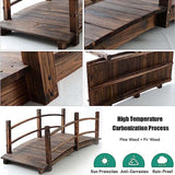 Garden Bridges 5 Ft Wooden Garden Bridge Sturdy, Classic Decorative Arc Footbridge, Outdoor Walkway with Safety Railings for Pond, Backyard and Borders WoodArtSupply