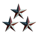 CVHOMEDECO. Rustic Antique Gifts American Flag Metal Barn Star Wall/Door Decor, 12-Inch, Set of 3. CVHOMEDECO.