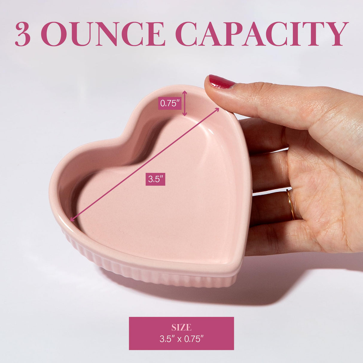Paris Hilton Heart Shaped Ramekin Set, Mini Ceramic Ramekins, Oven Safe Baking Dishes, Dishwasher Safe, Stoneware Made without PFOA, 4-Piece Set, Pink Paris Hilton