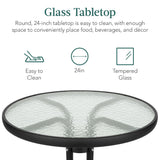 Best Choice Products 3-Piece Patio Bistro Dining Furniture Set w/Textured Glass Tabletop, 2 Steel Folding Chairs, Polyester Fabric - Black Best Choice Products