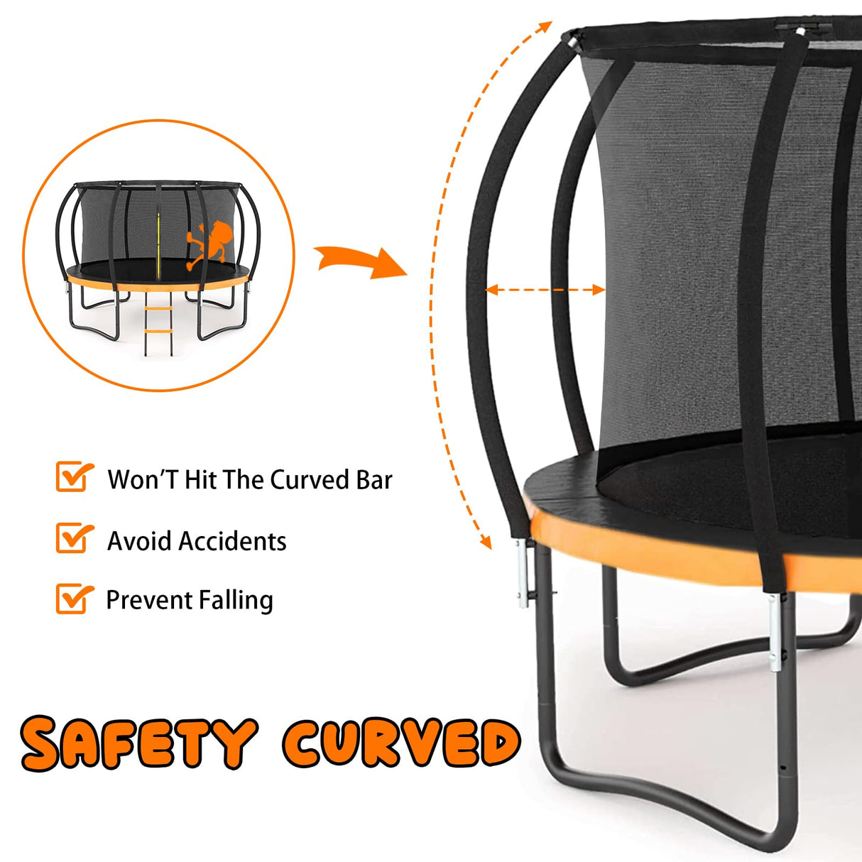 Liyarya 12FT/14FT Trampoline for Kids/Adults - Outdoor Recreational Trampoline with Enclosure Net, Curved Poles and Ladder, Heavy Duty, Anti-Rust Coating, ASTM Approved Liyarya