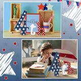 Simgoing 3 Pcs 4th of July Table Decoration Patriotic Wood Letter Memorial Day Wooden Sign Tiered Tray Decor Red White and Blue Decorations for Independence Day Farmhouse Table Home Tabletop Bookshelf Simgoing