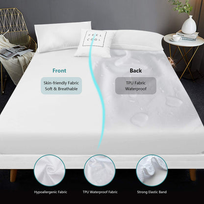 Mattress Protector King Waterproof Mattress Cover King Size Mattress Pad Cover Breathable Noiseless Deep Pocket Bed Cover for 6-18" Mattress Pad - Soft Washable Vinyl Free (King, 1 Pack)