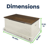 Furniture Dash Wooden Storage Trunk Corona, Wooden Entryway Storage Bench, Ideal for Living Room, Bathroom, Entryway, Office, Kitchen - White Distressed Furniture Dash