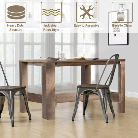 MIDDOW Counter Height Table, 55’’ L x 25.5’’ W x 35.5’’ H Rectangular Rustic Counter Kitchen Table, Multifunctional Wood Farmhouse Kitchen Dining Table for Bar, Dining Room, Apartment, Pub & Cafe WoodArtSupply