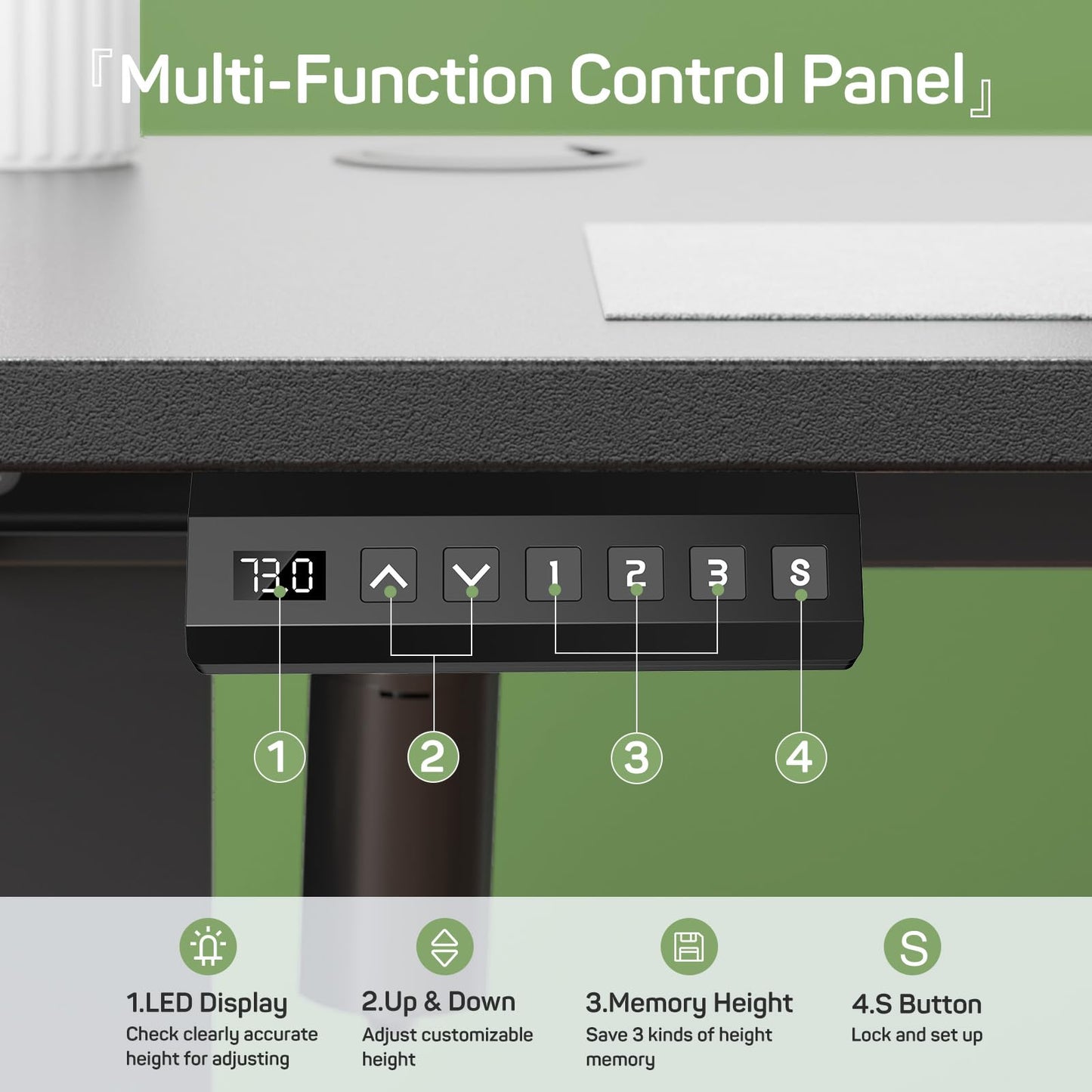 Zibbizo Electric Height Adjustable Standing Desk, 40x24 Inches, Ergonomic Sit-to-Stand Rising Computer Table for Home Office