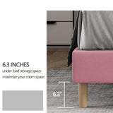 Zoophyter Upholstered Platform Bed Frame Twin Size with Headboard,Mattress Foundation/Strong Wooden Slats Support/No Box Spring Needed/Easy Assembly Pink Zoophyter